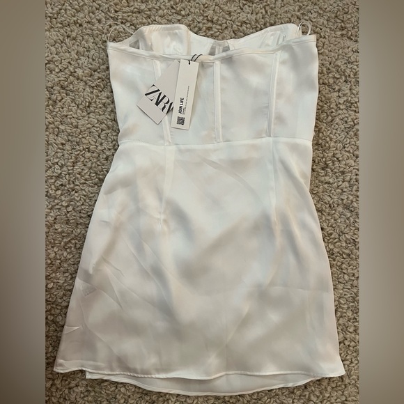 Zara NWT White Corset/ Bustier Mini Dress - Picture 6 of 7